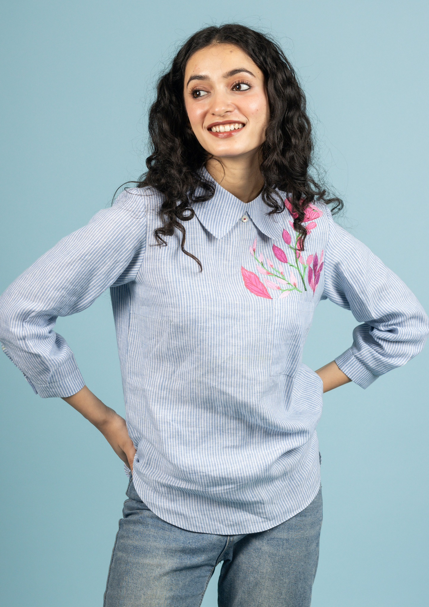 Blue Striped Linen Shirt